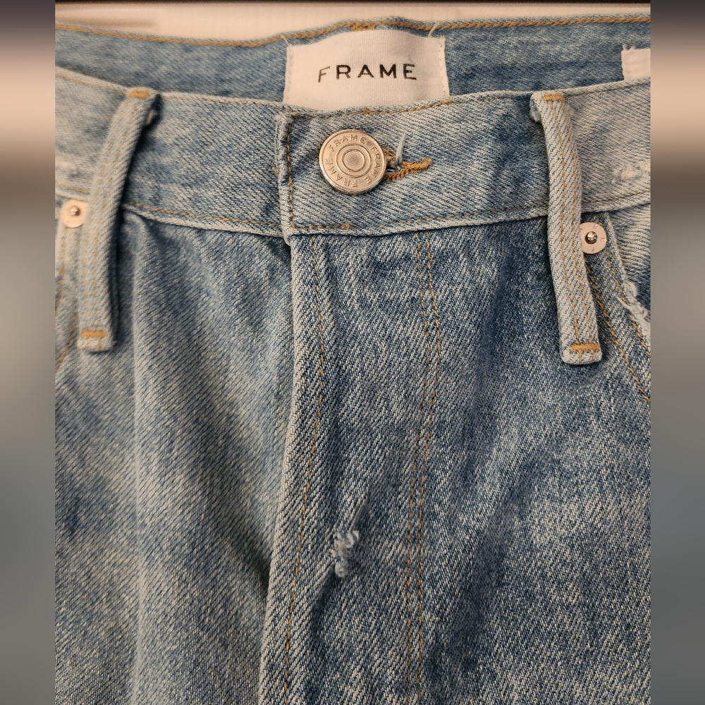 FRAME Le Original Bleached High Waist Straight Leg Jeans In Fresco Size 28 - Picture 8 of 16